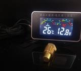 Reloj de temperatura LCD + Voltímetro Digital +alarma 12 y 24v